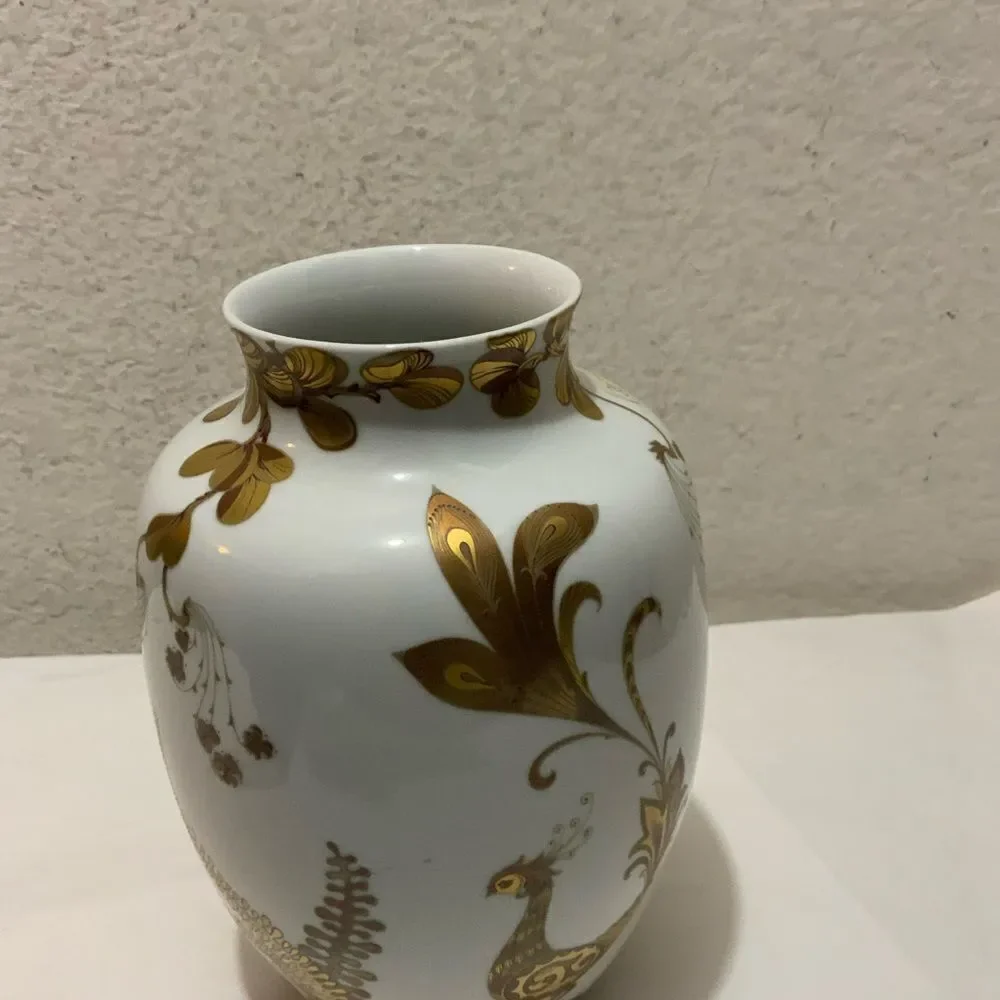 AK Kaiser White Gold Porcelain Serenade Vase from Ak Emperor, W. Germany, 1970s